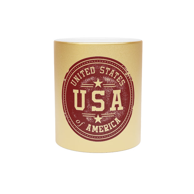 USA Vintage Star Metallic Mug (Silver\Gold)