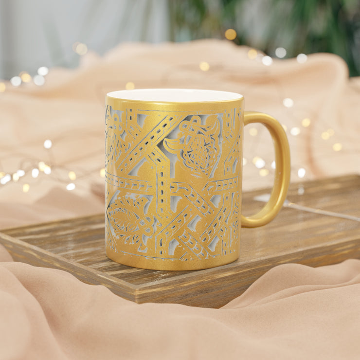 White Plaster Arabic Metallic Mug (Silver\Gold)