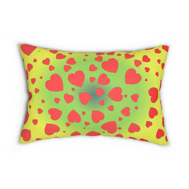 Red and Lemmon Spun Polyester Lumbar Pillow
