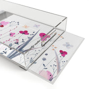 Flowers on Black Background Acrylic Serving Tray