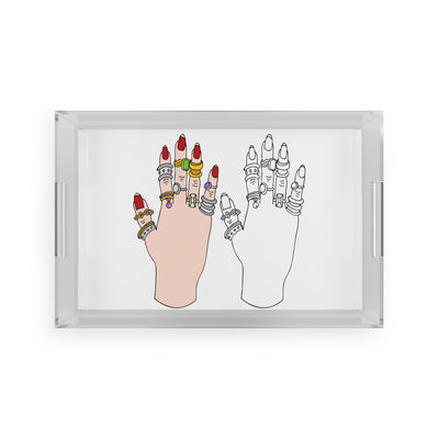 Hands With Ring Jewelry Acrylic Serving Tray