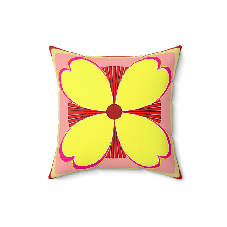 Yellow Flower Spun Polyester Square Pillow