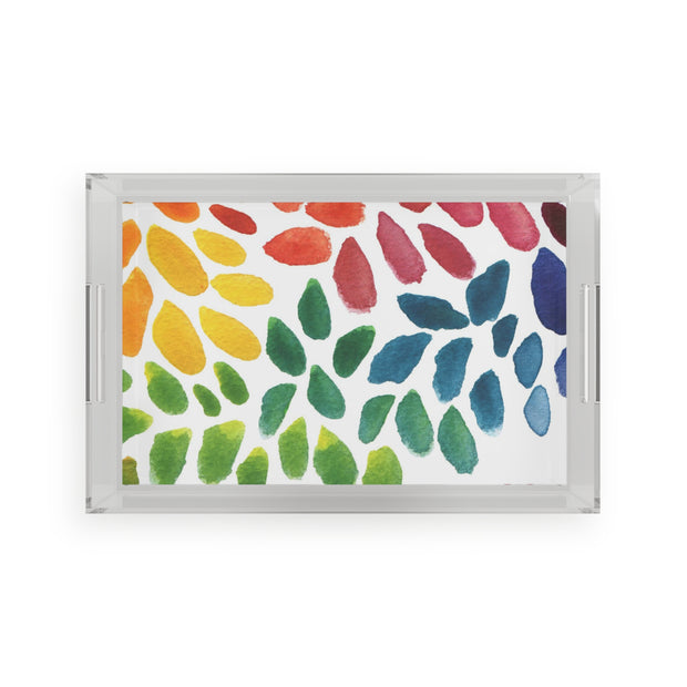 Abstract Water Color Acrylic Serving Tray