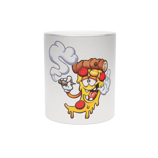 Marijuana smoking Pizza Metallic Mug (Silver\Gold)