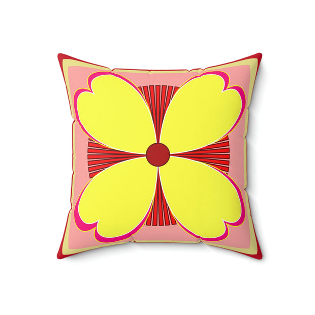 Yellow Flower Spun Polyester Square Pillow