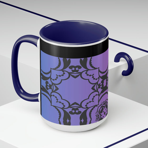 Orchid Art Two-Tone Coffee Mugs, 15oz