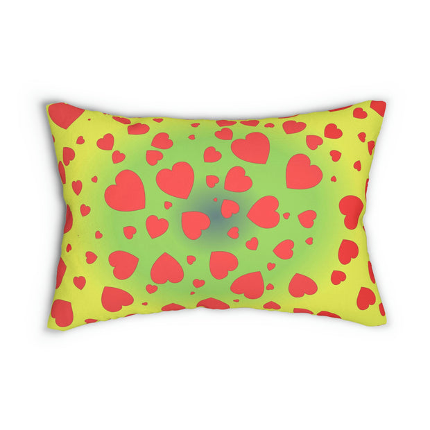 Red and Lemmon Spun Polyester Lumbar Pillow