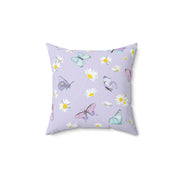 Watercolor Daisy Flowers and Butterfly Spun Polyester Square Pillow