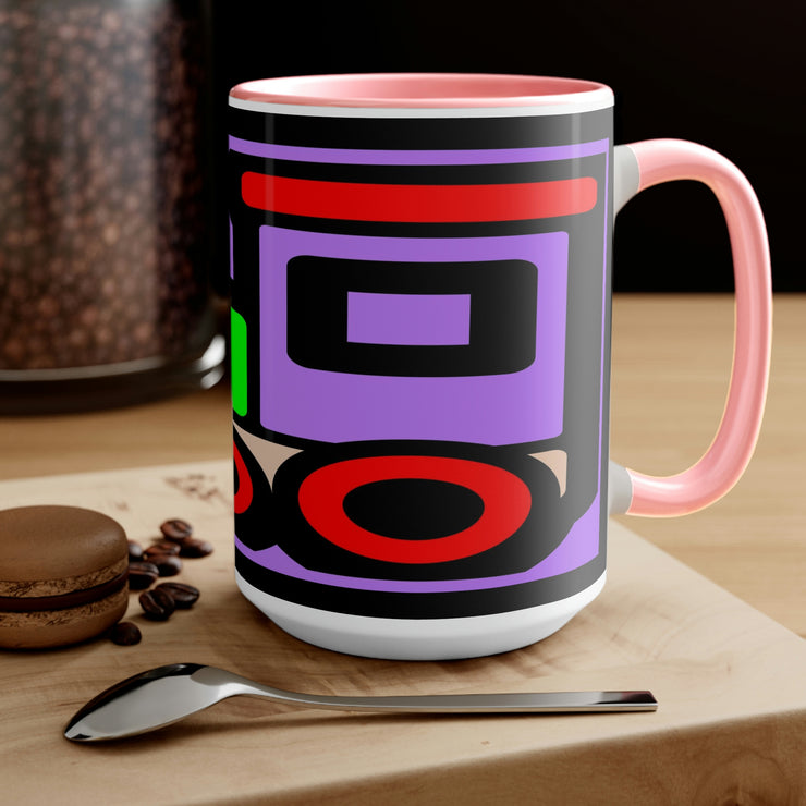 Vivid Shapes Two-Tone Coffee Mugs, 15oz